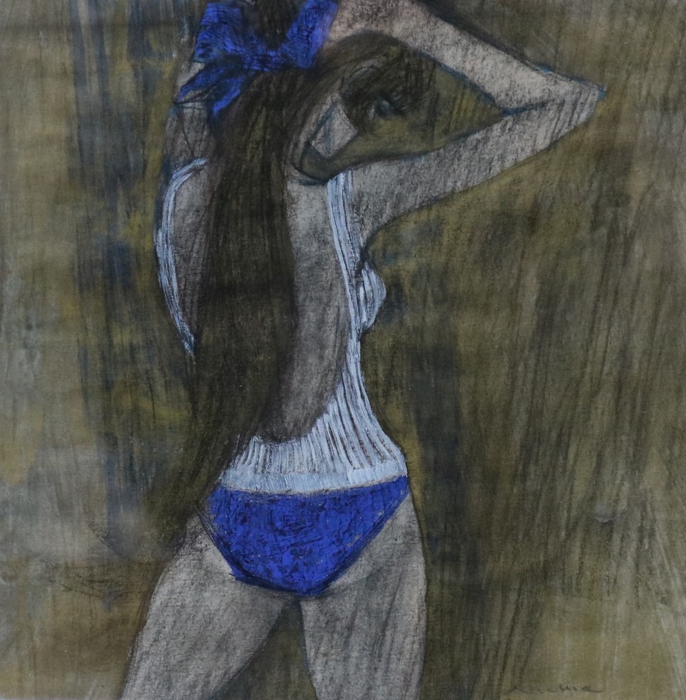 Alistair Michie, pencil and watercolour, The Blue Ribbon, signed, 29 x 29cm